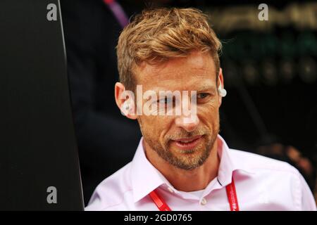 Jenson Button (GBR) Sky Sports F1 présentateur. Grand Prix de Grande-Bretagne, dimanche 14 juillet 2019. Silverstone, Angleterre. Banque D'Images