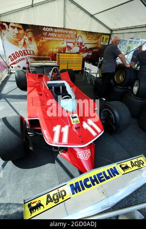 1979 Ferrari 312T4 de Jody Scheckter (RSA) à un stand célébrant 40 ans depuis qu'il a remporté le Championnat du monde de F1. Grand Prix d'Italie, jeudi 5 septembre 2019. Monza Italie. Banque D'Images