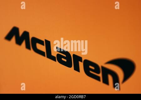 Logo McLaren. Grand Prix d'Australie, vendredi 13 mars 2020. Albert Park, Melbourne, Australie. Banque D'Images