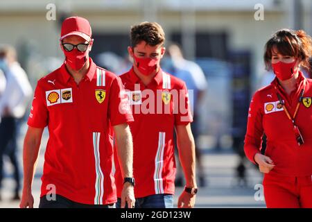 Sebastian Vettel (GER) Ferrari et Charles Leclerc (mon) Ferrari. Grand Prix d'Italie, jeudi 3 septembre 2020. Monza Italie. Banque D'Images