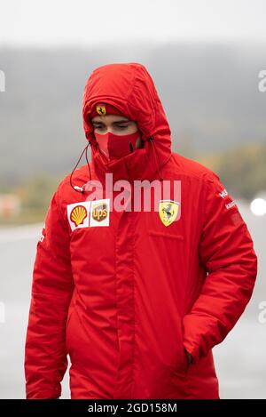 Charles Leclerc (mon) Ferrari marche le circuit. Grand Prix d'Eifel, jeudi 8 octobre 2020. Nurbugring, Allemagne. Banque D'Images