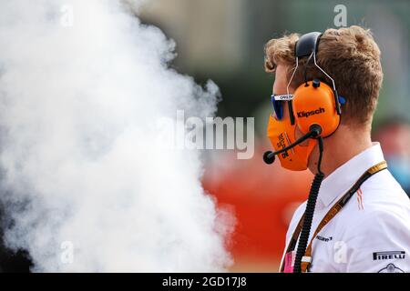 Atmosphère de la grille - McLaren. Grand Prix Emilia Romagna, dimanche 1er novembre 2020. Imola, Italie. Banque D'Images