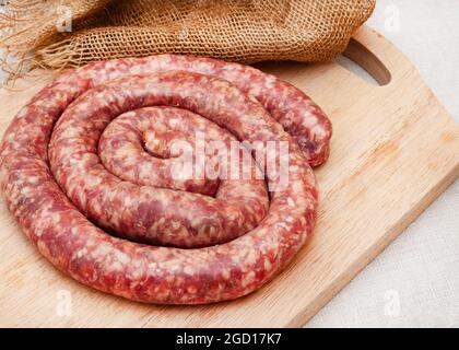 Boerewors sud-africains crus traditionnels Banque D'Images