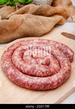 Boerewors sud-africains crus traditionnels Banque D'Images