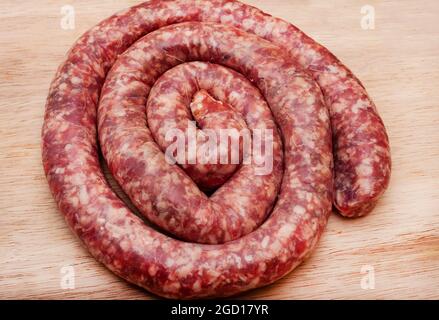 Boerewors sud-africains crus traditionnels Banque D'Images