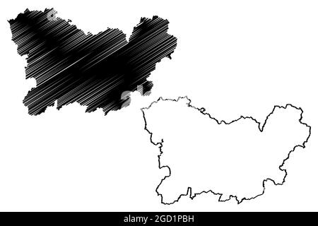 Province d'Ourense (Royaume d'Espagne, communauté autonome de Galice) carte illustration vectorielle, scribble esquisse carte d'Ourense Illustration de Vecteur