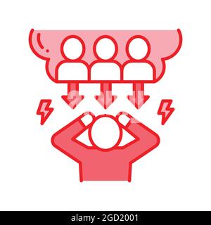 Icône de ligne de couleur d'intimidation sociale. Harcèlement, abus social et violence. Inscrivez-vous pour accéder à la page Web, à l'application mobile, au bouton et au logo. Contour modifiable Illustration de Vecteur