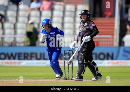Manchester, Royaume-Uni. 10 août 2021. Lizelle Lee de Manchester Originals est donné lbw Bowled par Deepti Sharma de London Spirit pour aucune course à Manchester, Royaume-Uni le 8/10/2021. (Photo de Conor Molloy/News Images/Sipa USA) crédit: SIPA USA/Alay Live News Banque D'Images