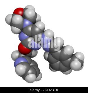 Molécule de médicament Apilimod (inhibiteur de PIKfyve). Rendu 3D. Banque D'Images