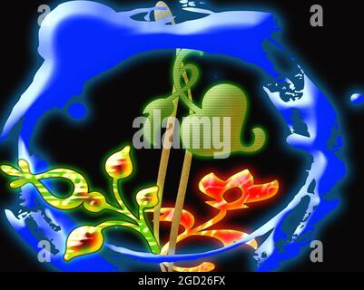 images abstraites avec le thème des plantes, des feuilles et des fleurs Banque D'Images