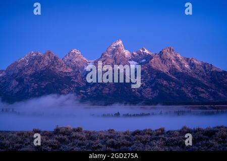 Les Tetons de participation électorale, vue sur le glacier du Parc National de Grand Teton, Wyoming, États-Unis. Banque D'Images