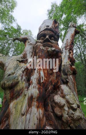 Frank Bruce Sculpture Trail, Feshie Bridge, Lower Glen Feshie, Aviemore, Highlands, Écosse. Banque D'Images