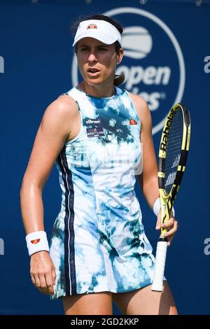 Montréal, Canada. 10 août 2021 : regardez Johanna Konta (GBR) pendant le premier tour de la WTA Banque nationale au stade IGA de Montréal, Québec. David Kirouac/CSM crédit: CAL Sport Media/Alay Live News Banque D'Images