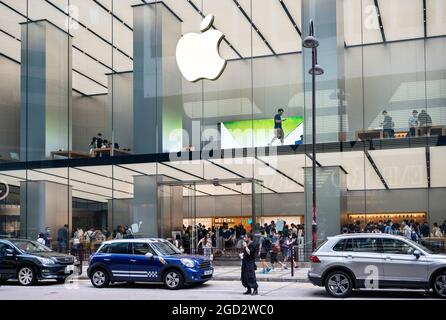 Hong Kong, Chine. 07e août 2021. Société de technologie multinationale américaine Apple Store vu à Hong Kong. Crédit : SOPA Images Limited/Alamy Live News Banque D'Images