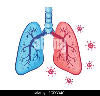 Icône d'anatomie des poumons humains. Organe respiratoire. Infection à coronavirus, pneumonie maladie du système respiratoire. Mutation virus Covid-19. Traitement. Vecteur Illustration de Vecteur