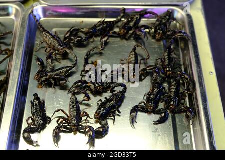 Cambodge Krong Siem Reap - scorpions frits à vendre sur le marché Banque D'Images