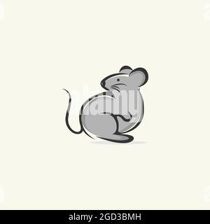 Simple logo de souris de dessin animé. Contour géométrique moderne de la souris, illustration vectorielle.EPS 10 Illustration de Vecteur