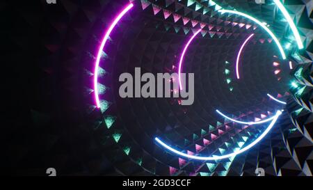 Lumière fluo luminante sur fond de tunnel VJ Banque D'Images