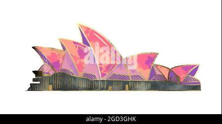 Illustration d'un dessin en couleur du symbole de l'Australie lilas sur fond blanc isolé. Illustration de haute qualité Banque D'Images