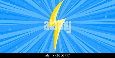Bannière éclair avec flash jaune. Arrière-plan lignant de style comique. Toile de fond de l'illustration vectorielle Illustration de Vecteur