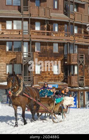 FRANCE, HAUTE-SAVOIE (74) STATION DE SKI AVORIAZ. DOMAINE DES PORTES DU SOLEIL. Banque D'Images