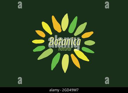 Logo avec inscription Botanica et feuilles peintes Illustration de Vecteur