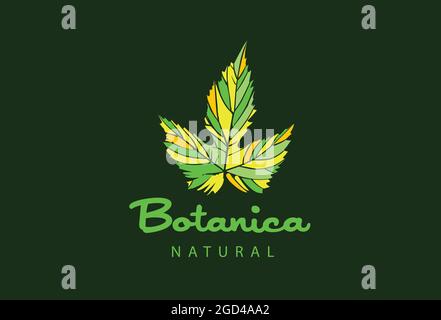 Logo avec inscription Botanica et feuilles peintes Illustration de Vecteur