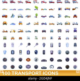 100 icônes de transport. Cartoon illustration de 100 icônes de transport vector set isolé sur fond blanc Illustration de Vecteur