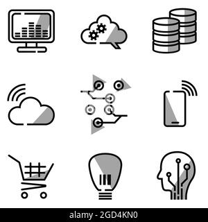 Icon set de technologie , cloud coumputing et artificiel intelligent algorithme pour aujourd'hui visualisation marketing 4.0 plate-forme en ligne Banque D'Images