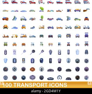 100 icônes de transport. Cartoon illustration de 100 icônes de transport vector set isolé sur fond blanc Illustration de Vecteur