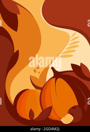 Affiche de Thanksgiving avec citrouilles. Motif Noël en style abstrait. Illustration de Vecteur