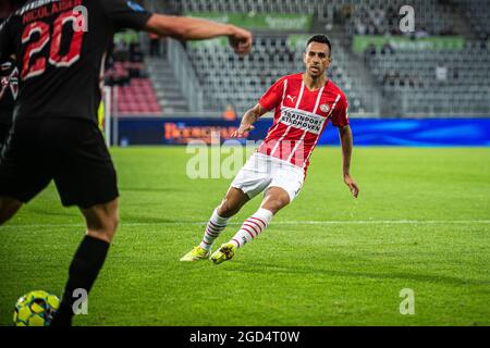 Herning, Danemark. 10 août 2021. Eran Zahavi (7) du PSV Eindhoven vu lors du match de qualification de l'UEFA Champions League entre le FC Midtjylland et le PSV Eindhoven au MCH Arena de Herning. (Crédit photo : Gonzales photo/Alamy Live News Banque D'Images