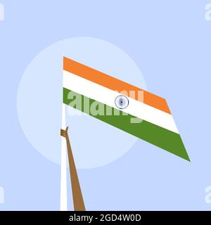 Une main tenant le drapeau tricolore indien. Concept de jour de l'indépendance indienne Illustration de Vecteur