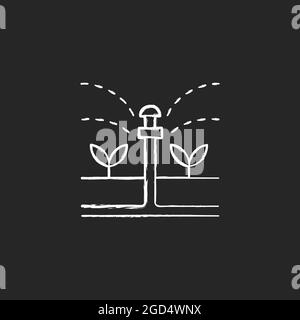 Icône blanche craie du dispositif d'irrigation sur fond sombre Illustration de Vecteur