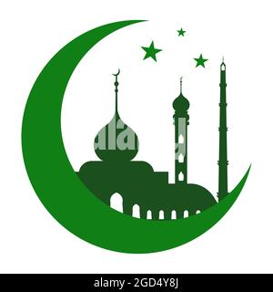 Logo de la mosquée islamique pour prier, Mubarak Ramadan, musulman et logo de la compagnie Illustration de Vecteur