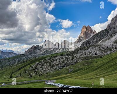 Giau Pass Hochalppass, Passo di Giau destination de voyage populaire dans les Dolomites, Dolomite, Italie. Wanderlust, randonnée Banque D'Images