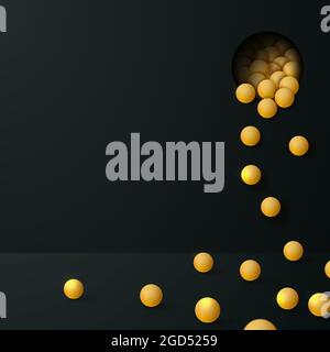 Arrière-plan abstrait avec des sphères dorées sur fond sombre. Illustration vectorielle. Illustration de Vecteur