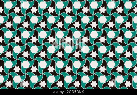 Motif sans couture avec motifs arabes en 3 couleurs Banque D'Images