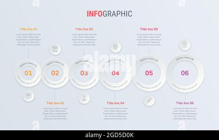 Modèle de création de chronogramme infographique vectoriel rouge avec éléments arrondis. Contenu, calendrier, calendrier, diagramme, flux de travail, business, infographie, flowcha Illustration de Vecteur