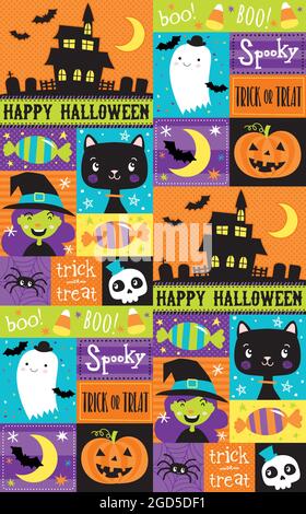 Halloween bloque le motif vectoriel sans couture Illustration de Vecteur