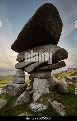 Le Cheesewring pris du côté est sur la colline de Stowe Minions Bodmin Moor Banque D'Images