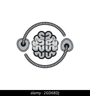 cerveau anesthésie résumé logo icône vecteur plat concept graphique conception Illustration de Vecteur