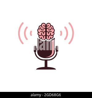 smart brain podcast logo icône vecteur plat concept graphique conception Illustration de Vecteur