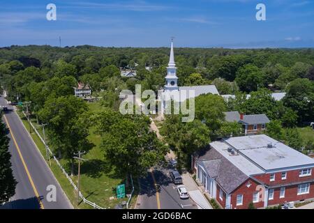 Village de Falmouth rue principale et parc, Cape Cod Banque D'Images