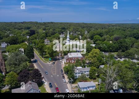 Village de Falmouth rue principale et parc, Cape Cod Banque D'Images