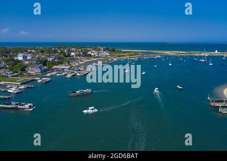 Vue aérienne du port d'Edgartown sur l'île Martha's Vineyard Banque D'Images