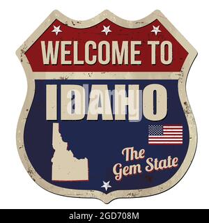 Bienvenue à New York vintage métal rouillé signe sur un fond blanc, vector illustration Illustration de Vecteur