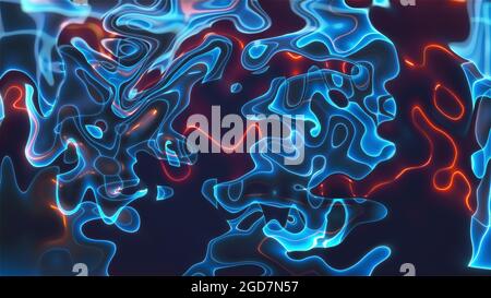 Rendu 3d des rayures aux courbes vives avec flou géométrique. Courbure aléatoire ondulée avec dégradé et lignes créatives. Présentation numérique circulaire différente wi Banque D'Images