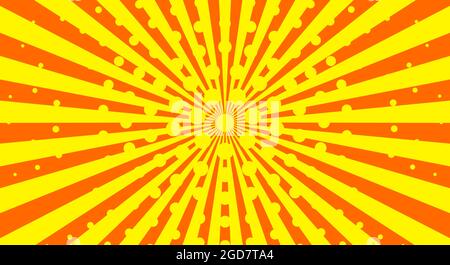 Fond de bande dessinée dans le style pop art. Rayons de soleil rétro, rayons de soleil, texture demi-ton, arrière-plan rétro en pointillés. Illustration vectorielle plate. Illustration de Vecteur
