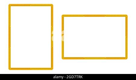 Cadres verticaux et horizontaux de la règle pliante. Finitions et rénovation des bordures. Modèle de mesure. Illustration vectorielle plate isolée sur fond blanc Illustration de Vecteur